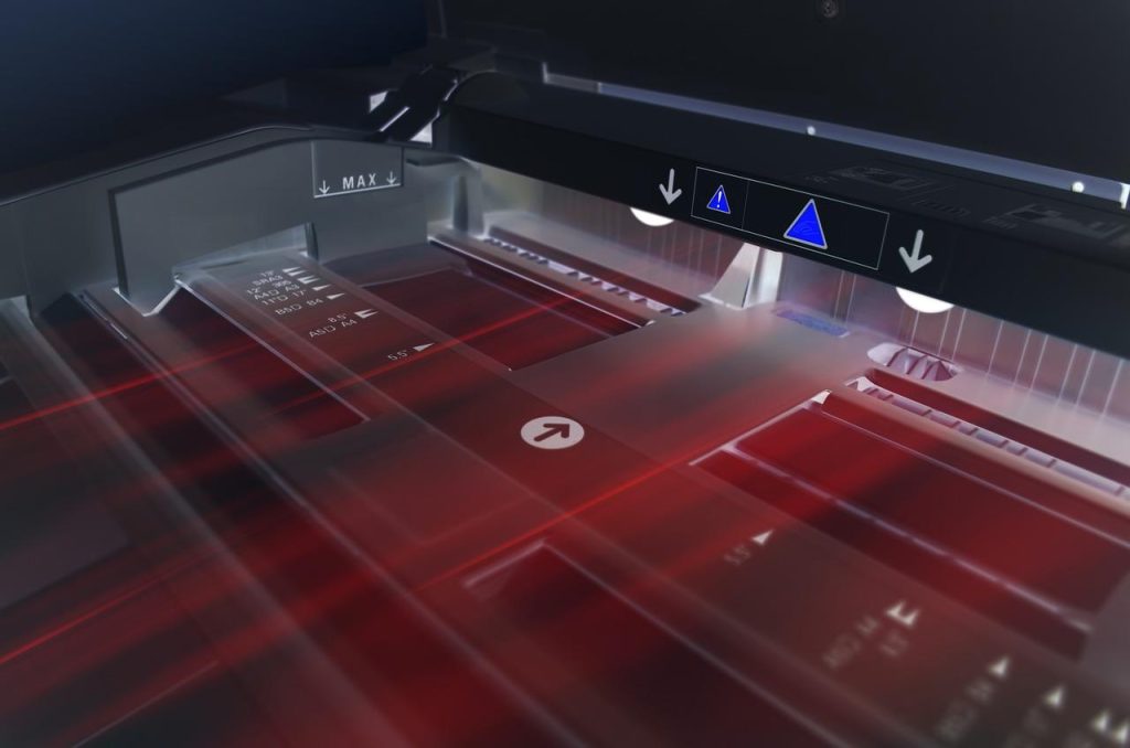 Moderne printer die beschikbaar is voor leasen bij Wijverhurenprinters met focus op efficiëntie en zakelijk gebruik